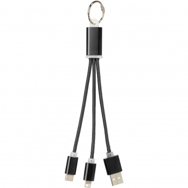 Logotrade Geschäftsgeschenke das Foto: Metal 3-in-1 Ladekabel mit Schlüsselanhänger
