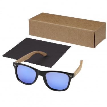 Logotrade Firmengeschenke das Foto: Hiru verspiegelte polarisierte Sonnenbrille aus rPET/Holz in Geschenkbox