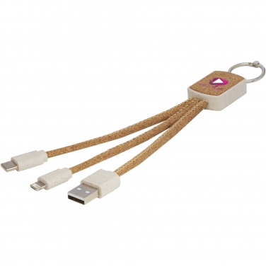 Logotrade Logogeschenke das Foto: Bates Weizenstroh und Kork 3-in-1 Ladekabel