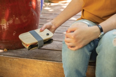 Logotrade Werbeartikel das Foto: Lunch-Box aus Glas mit Bambusdeckel