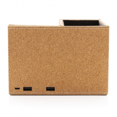 Logotrade Logogeschenke das Foto: Kork Stiftehalter mit 5W Wireless Charger