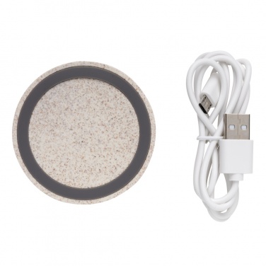 Logotrade Firmengeschenke das Foto: Rundes 5W Charging Pad aus Weizenstroh