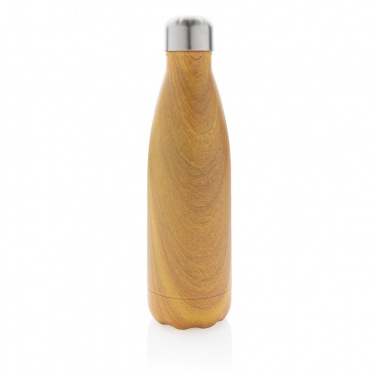 Logotrade Logogeschenke das Foto: Vakuumisolierte Stainless Steel Flasche mit Holzoptik