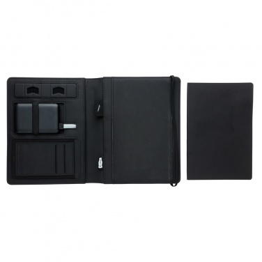 Logotrade Geschäftsgeschenke das Foto: Air 5W Wireless Charging Notizbuch A5 mit 5000 mAh Powerbank