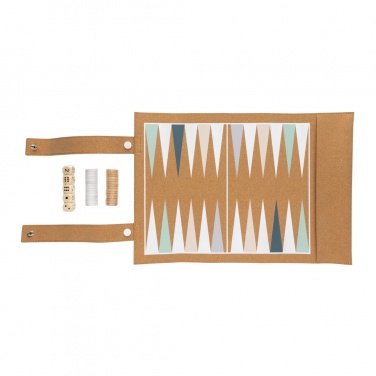 Logotrade Werbeartikel das Foto: Britton faltbares Backgammon und Damespiel Set aus Kork