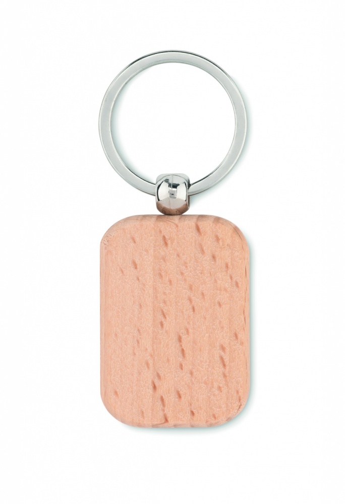 Logotrade Logogeschenke das Foto: Schlüsselring Holz, eckig Bauska
