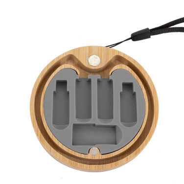 Logotrade Geschäftsgeschenke das Foto: 4in1 Kabel im Holzetui, LH-ZM01