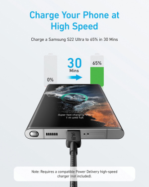 Logotrade Geschäftsgeschenke das Foto: Anker USB-C to USB-C Kabel - 1.8 Meter, 60W