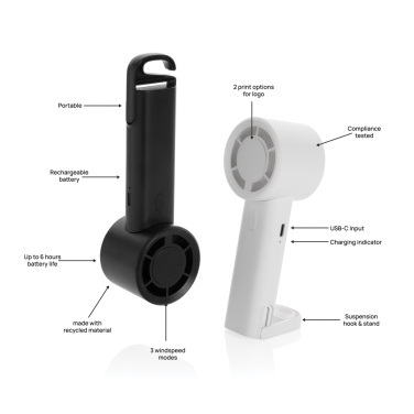 Logotrade Firmengeschenke das Foto: Twist wiederaufladbarer tragbarer Ventilator aus RCS rABS
