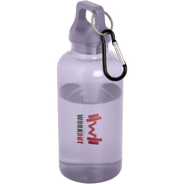 Logotrade Werbeartikel das Foto: Oregon 400 ml RCS-zertifizierte Trinkflasche aus recyceltem Kunststoff mit Karabiner 