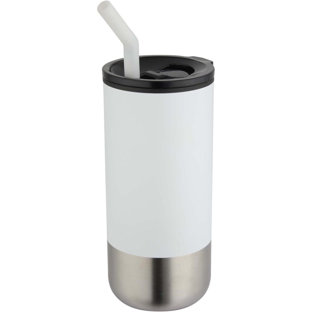 Logotrade Werbegeschenke das Foto: Grayson 480 ml RCS recycelter Isolierbecher mit Trinkhalm