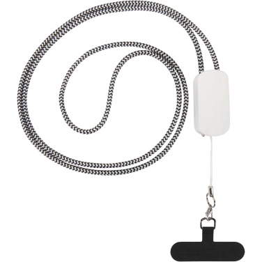 Logotrade Firmengeschenke das Foto: Anser Smartphone Lanyard aus recyceltem Kunststoff mit 27 W 5-in-1 integriertem Kabel