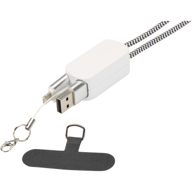 Logotrade Firmengeschenke das Foto: Anser Smartphone Lanyard aus recyceltem Kunststoff mit 27 W 5-in-1 integriertem Kabel