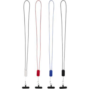 Logotrade Werbegeschenke das Foto: Anser Smartphone Lanyard aus recyceltem Kunststoff mit 27 W 5-in-1 integriertem Kabel