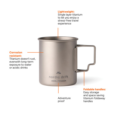 Logotrade Geschäftsgeschenke das Foto: Nordic Drift Trail Ultraleichte Titan-Becher 450ml