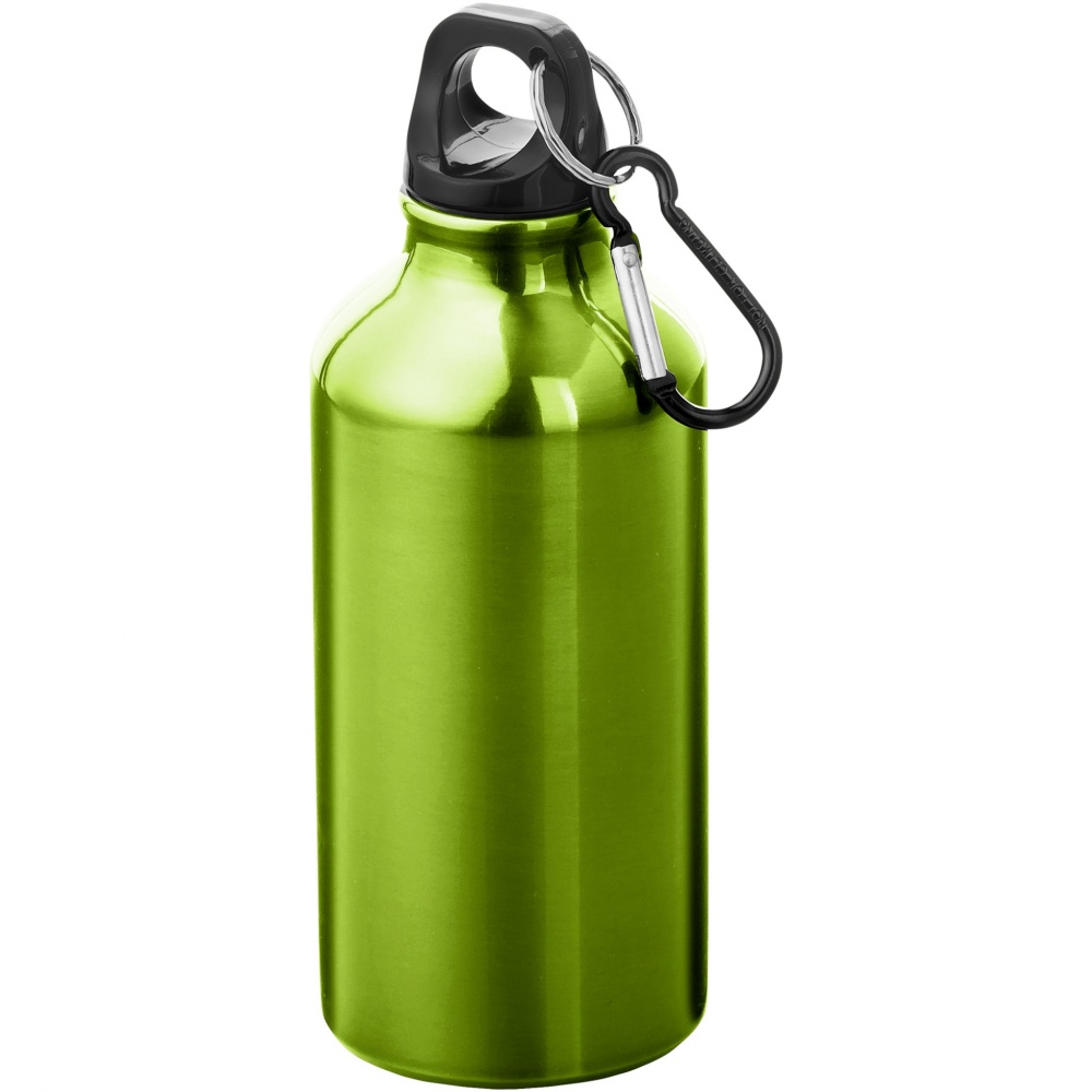 Logo trade promotional gifts image of: Oregon 400 ml aluminium water bottle with carabiner