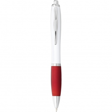 Logo trade promotional merchandise photo of: Nash ballpoint pen with white barrel and coloured grip