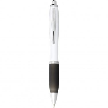 Logotrade promotional products photo of: Nash ballpoint pen with white barrel and coloured grip