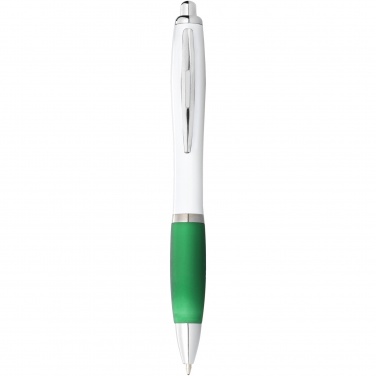Logotrade promotional giveaway image of: Nash ballpoint pen white barrel and coloured grip