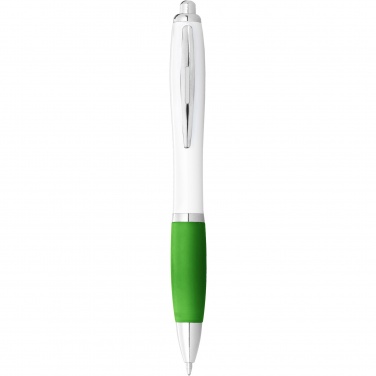 Logotrade promotional item picture of: Nash ballpoint pen white barrel and coloured grip
