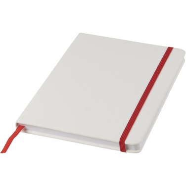 Logo trade promotional merchandise picture of: Spectrum A5 white notebook with coloured strap
