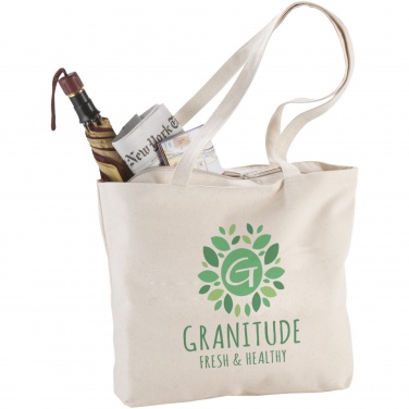 Logo trade promotional merchandise picture of: Ningbo 320 g/m² zippered cotton tote bag 15L