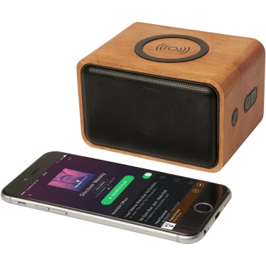 Logotrade promotional giveaway picture of: Wooden 3W speaker with wireless charging pad