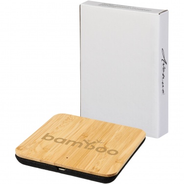 Logo trade corporate gift photo of: Leaf 5W bamboo and fabric wireless charging pad