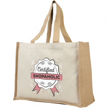 Logo trade promotional giveaways image of: Varai 320 g/m² canvas and jute shopping tote bag 23L