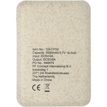Logo trade promotional item photo of: Asama 5000 mAh wheat straw power bank
