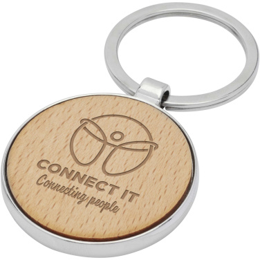 Logo trade promotional giveaway photo of: Moreno beech wood round keychain