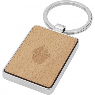 Logo trade corporate gift photo of: Mauro beech wood rectangular keychain