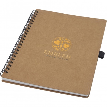 Logo trade promotional gifts image of: Cobble A5 wire-o recycled cardboard notebook with stone paper