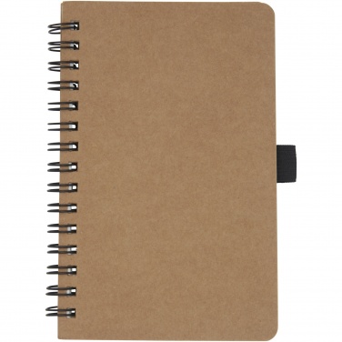 Logo trade business gift photo of: Cobble A6 wire-o recycled cardboard notebook with stone paper