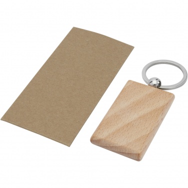 Logo trade advertising products image of: Gian beech wood rectangular keychain
