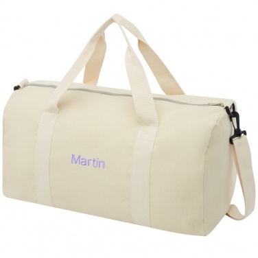 Logo trade corporate gifts image of: Pheebs 450 g/m² recycled cotton and polyester duffel bag 24L