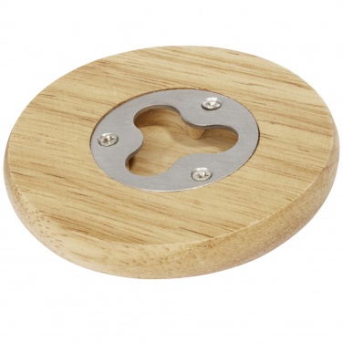 Logo trade promotional gift photo of: Scoll wooden coaster with bottle opener