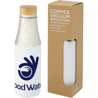 Logo trade promotional items image of: Hulan 540 ml copper vacuum insulated stainless steel bottle with bamboo lid