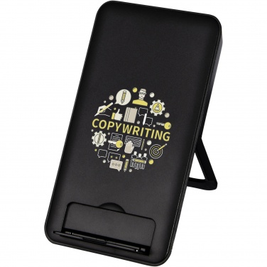 Logo trade promotional giveaways picture of: Loop 10W recycled plastic wireless charging pad with phone stand