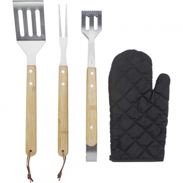 Logo trade promotional merchandise image of: Gril 3-piece BBQ tools set and glove 