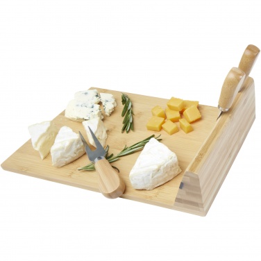 Logo trade promotional products image of: Mancheg bamboo magnetic cheese board and tools
