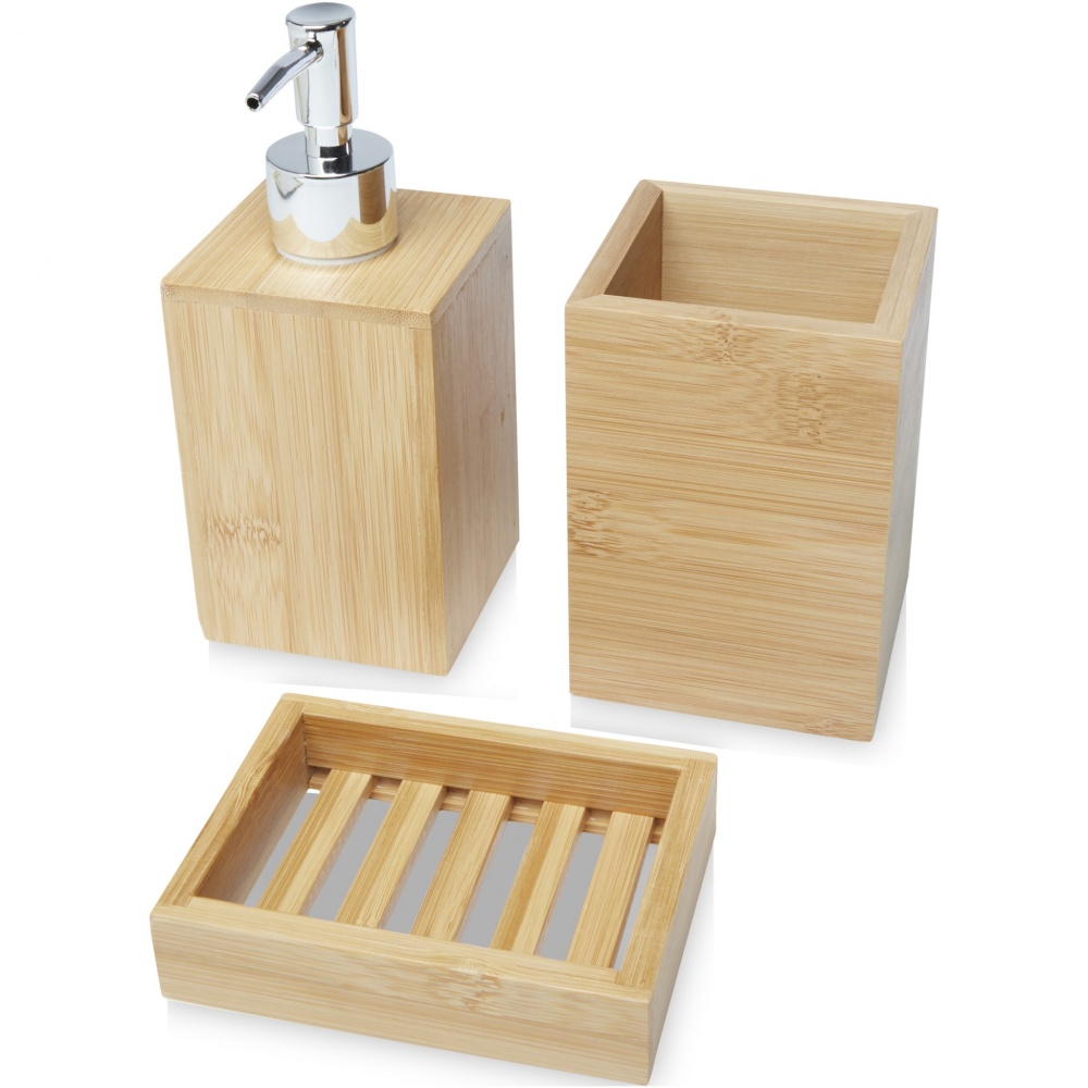 Logotrade advertising product image of: Hedon 3-piece bamboo bathroom set