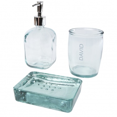 Logotrade promotional item image of: Jabony 3-piece recycled glass bathroom set