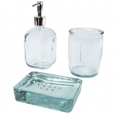 Logotrade promotional merchandise image of: Jabony 3-piece recycled glass bathroom set