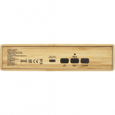 Logotrade promotional gift image of: Minata bamboo wireless charger with clock