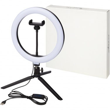 Logo trade business gifts image of: Studio ring light for selfies and vlogging with phone holder and tripod