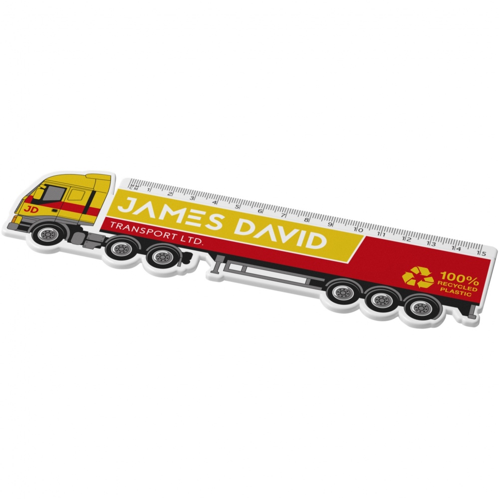 Logotrade promotional gift image of: Tait 15 cm lorry-shaped recycled plastic ruler