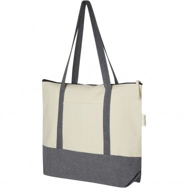 Logotrade promotional item image of: Repose 320 g/m² recycled cotton zippered tote bag 10L