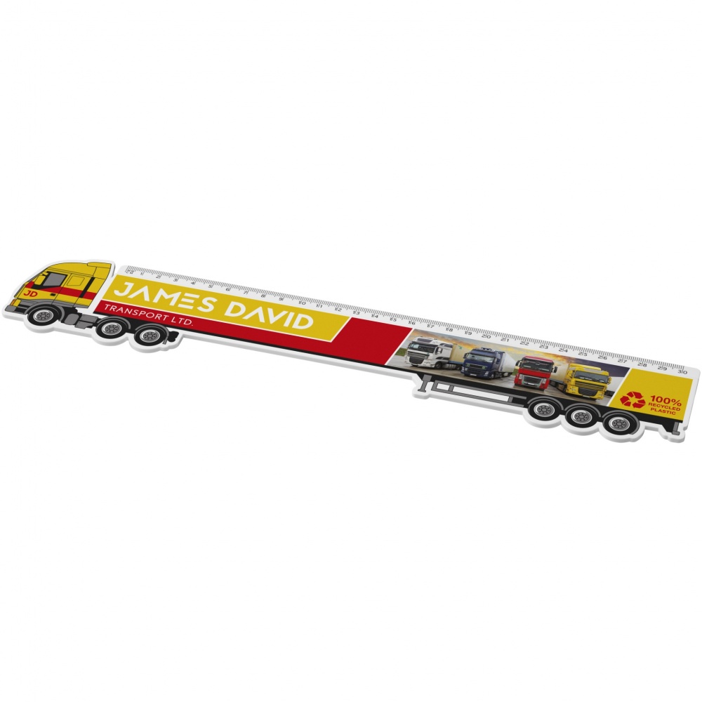 Logotrade promotional gift picture of: Tait 30cm lorry-shaped recycled plastic ruler