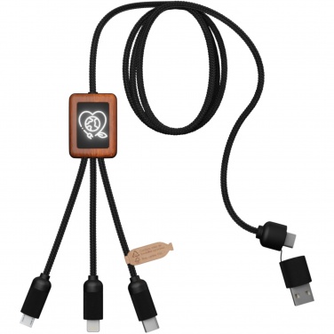 Logotrade promotional giveaways photo of: SCX.design C38 5-in-1 rPET light-up logo charging cable with squared wooden casing